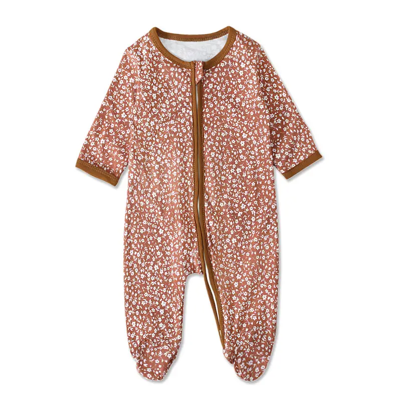 Girls' Long-Sleeved Floral Footwrap Jumpsuit Climbing Suit