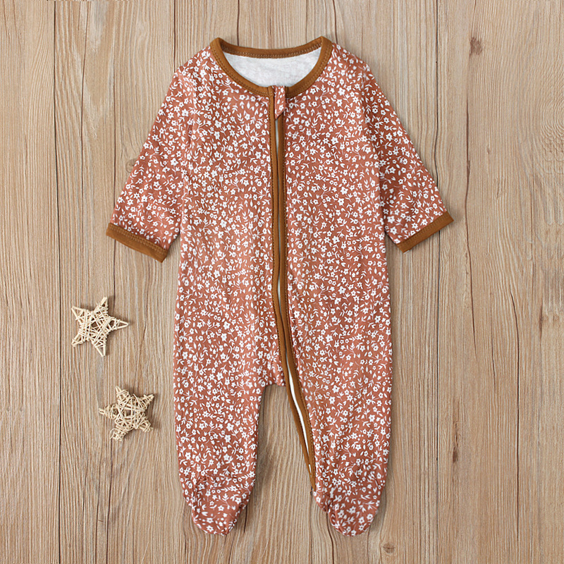 Baby Floral Footed Jumpsuit Long Sleeve Cotton Romper