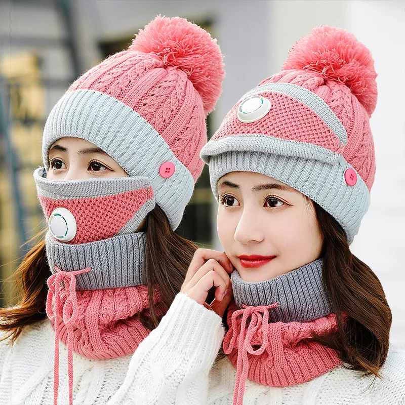 Fleece Thickened Cycling Windproof Cap - Pink
