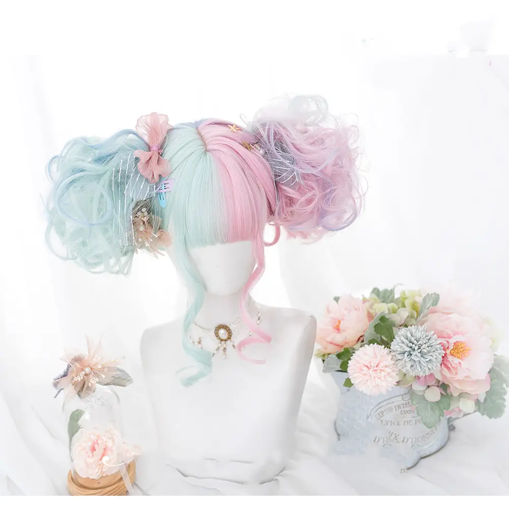 Harajuku Soft Girl Lolita Macaron Long Curly Hair