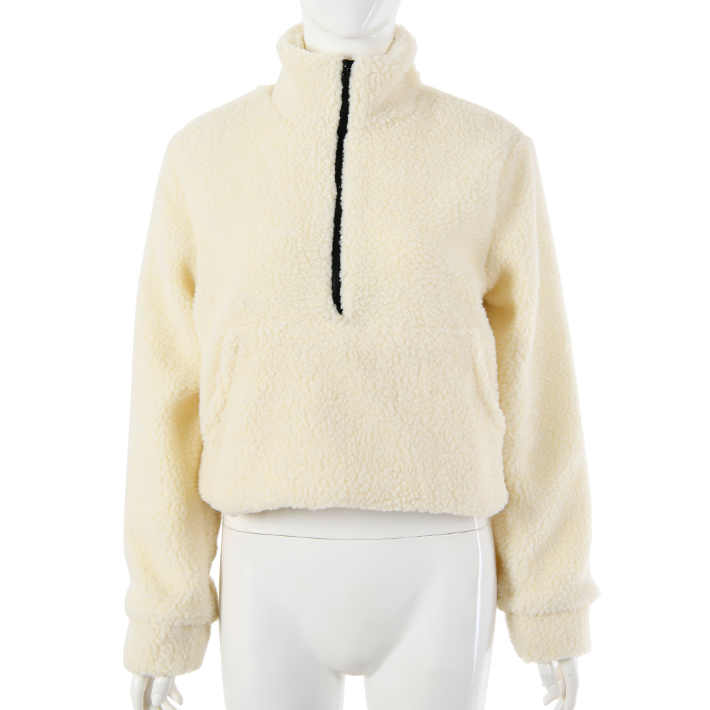 Thickened Long-sleeved Zipper Lamb Wool Sweater