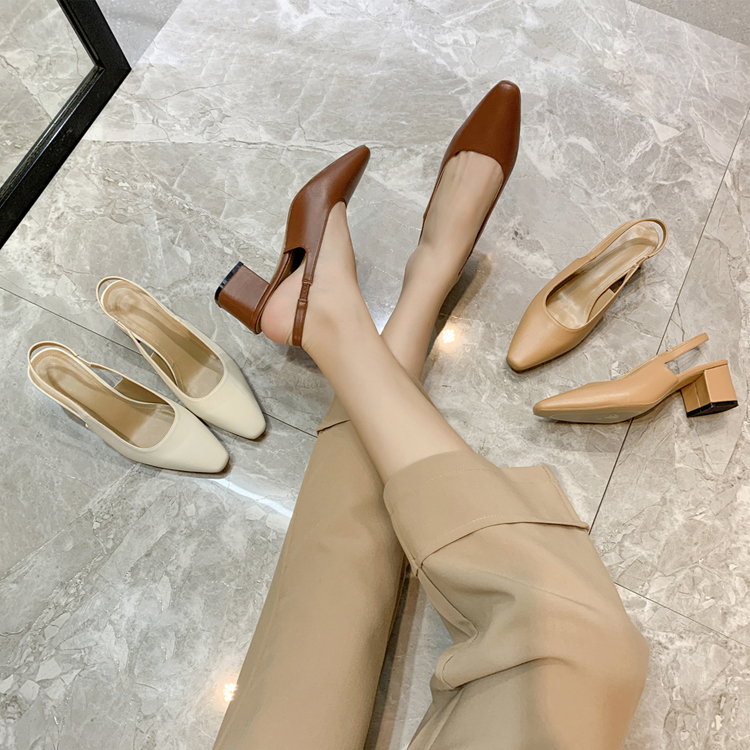 Retro Square Head Grandma Shoes Chunky Heel High Heels