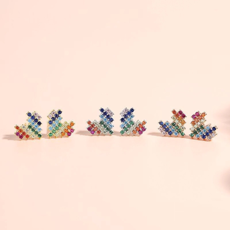 Sterling silver rainbow love earrings for women