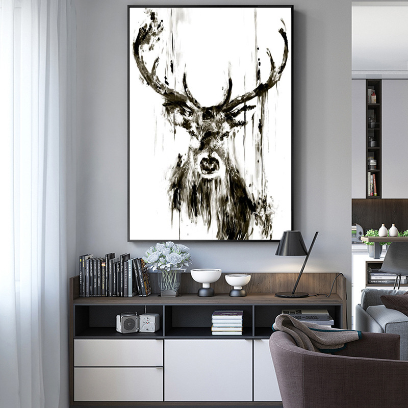 Room Bedside Painting Art Canvas Painting Deer Picture Mural