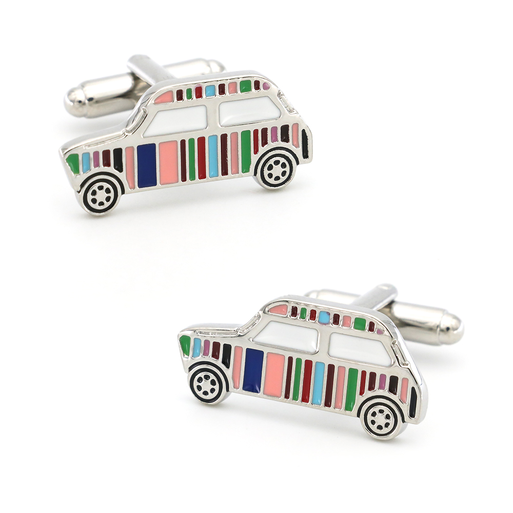 Striped Car Cufflink Button