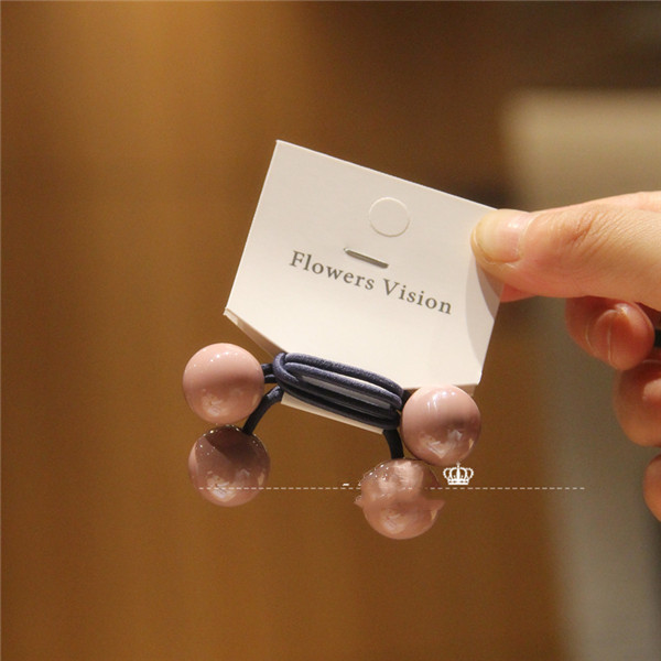 Double-Headed Bead Rubber Band Acrylic Hair Tie