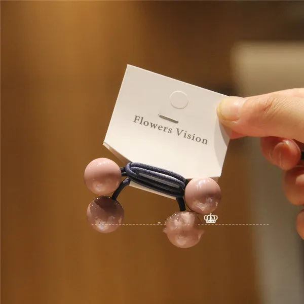 Double Headed Bead Rubber Band Acrylic Hair Tie Apricot - Shop at LoveMi