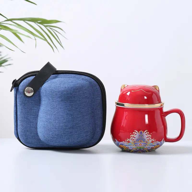 Portable Filtering Ceramic Office Cup With Lid