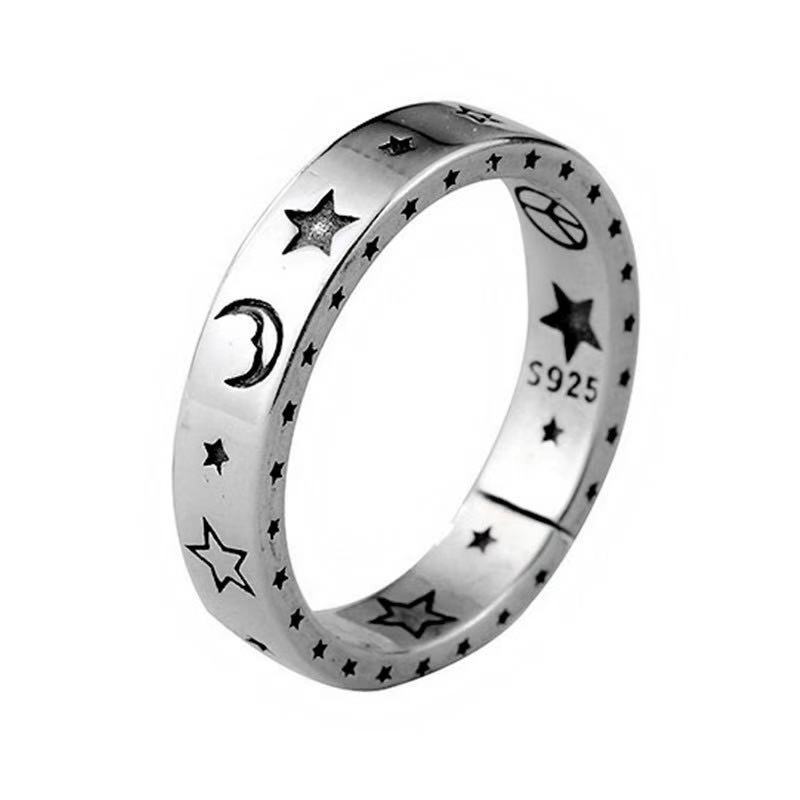 Retro Fashion Moon Star Open Ring Female Ring