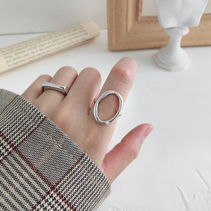 S925 Silver Geometric Iriregular Hollow Out Ring