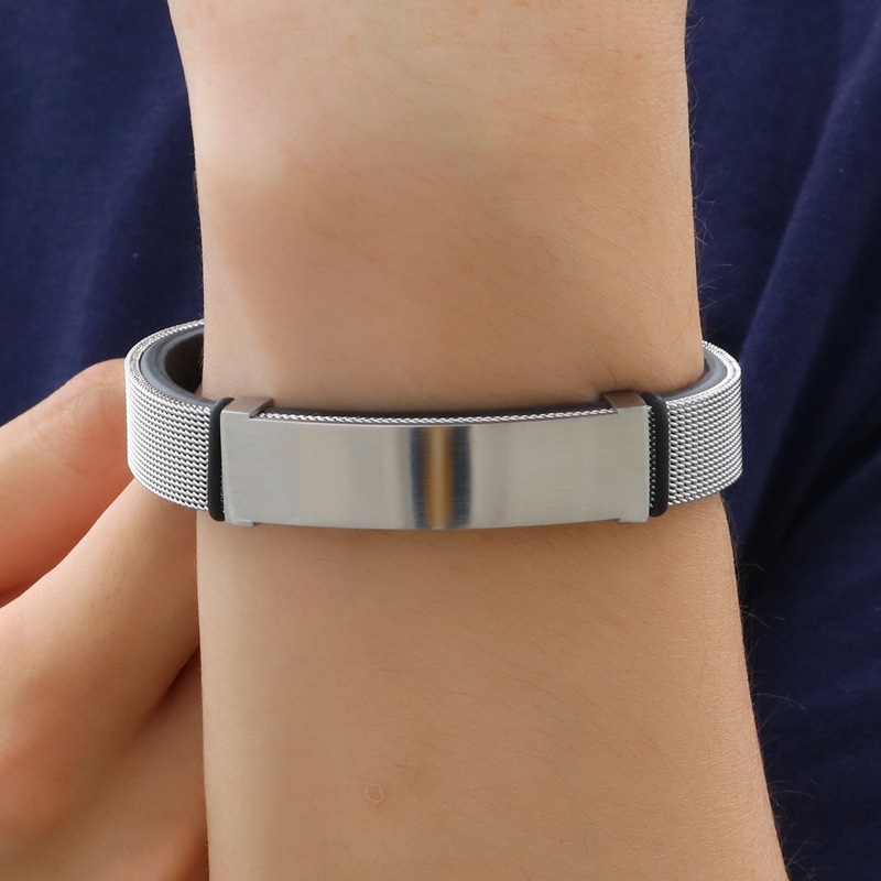 European And American Men's Titanium Steel Leather Bracelet Trend