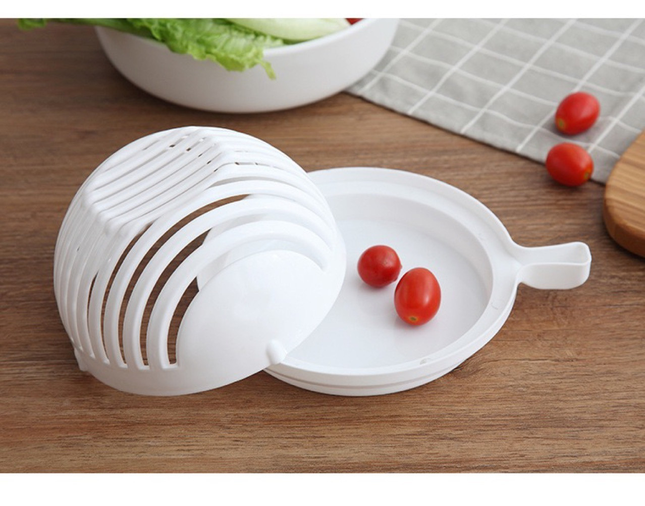 Title 1, Salad Cutter Fruit Salad Cutting Bowl