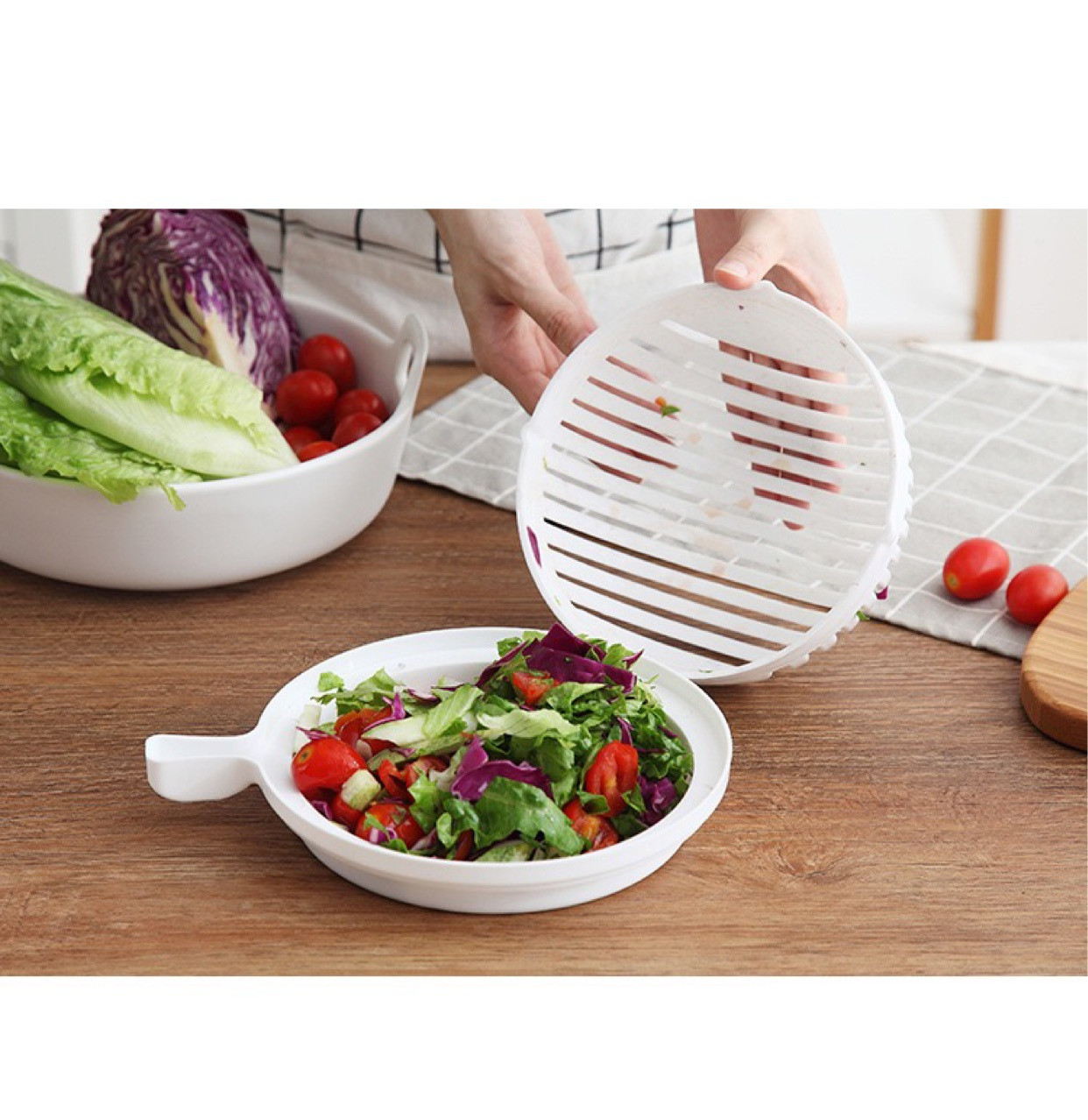 Title 4, Salad Cutter Fruit Salad Cutting Bowl