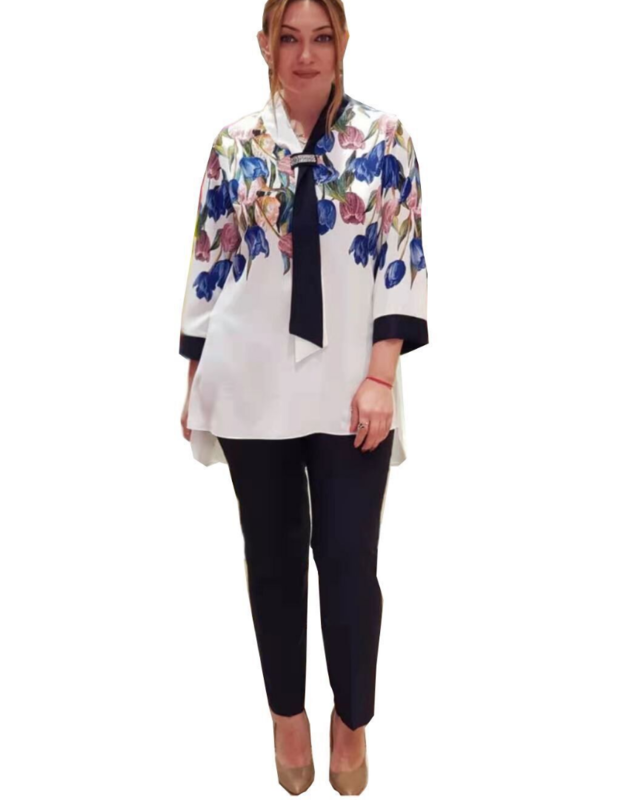 African Popular Cross Scarf Print Plus Size Suit Women 3XL