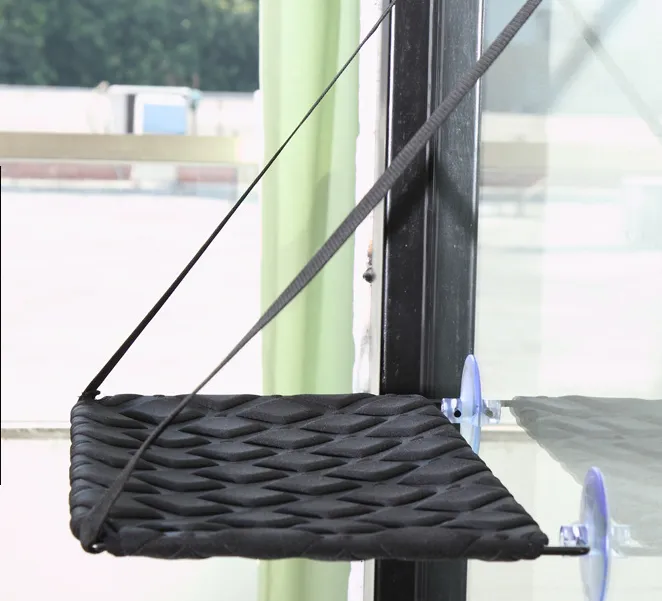 Cat Hammock Window Resting Seat Perch Cat Bed for Indoor Cats Sleeping - Black Single