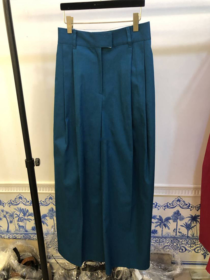 Simple Folds And Thin High Waist Solid Color Casual Pants