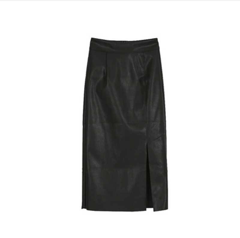 High Waist All-match Slit Mid-length Skirt