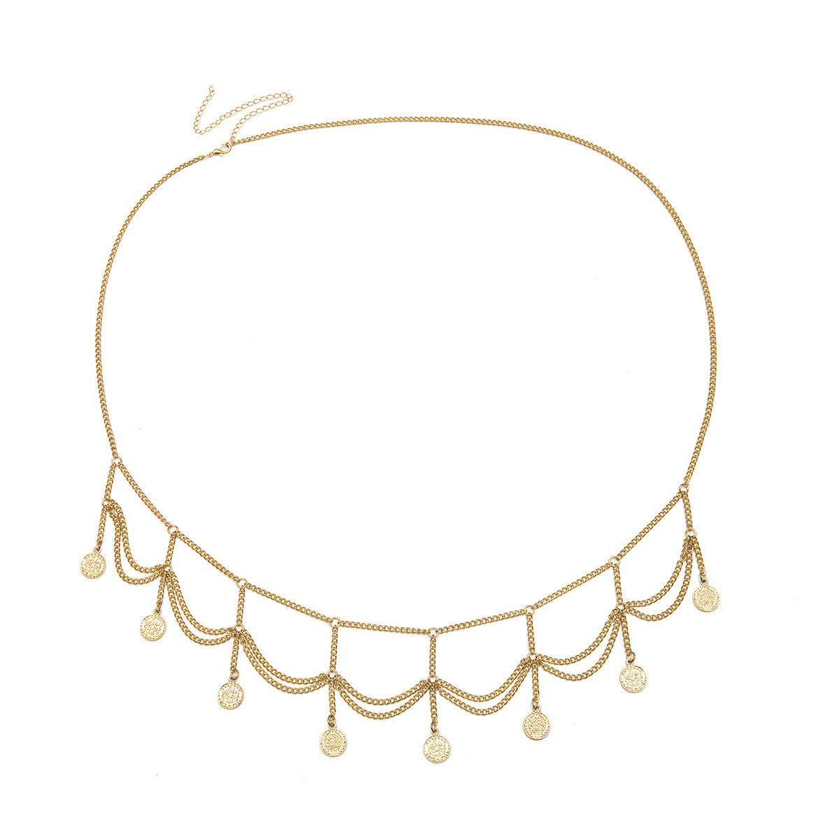 Personality Multi-layer Embossed Coin Tassel Waist Chain