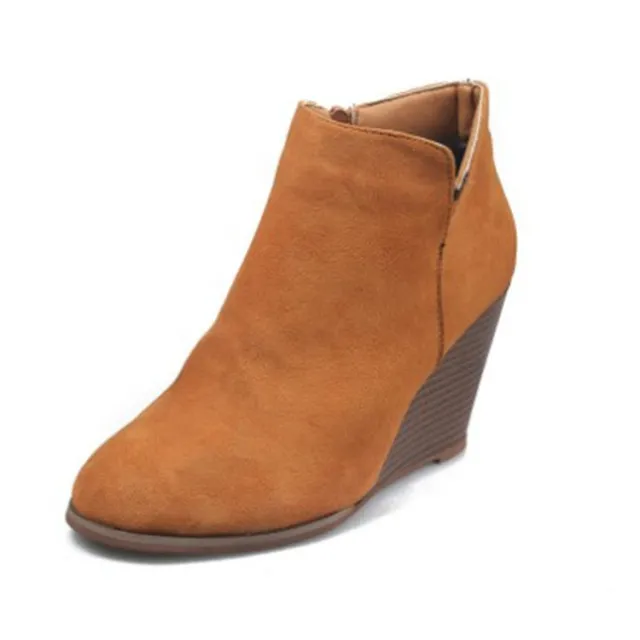 Wedge Heel Ankle Boots Hot Style Nude Boots Fashion Nude - Shop at LoveMi