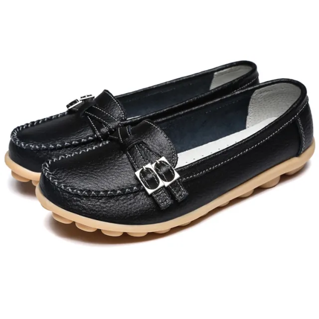 Casual Belt Flat heel Female Peas Shoes Black - Shop at LoveMi