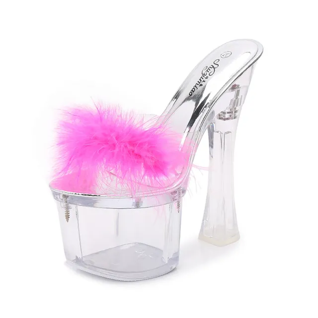 Non slip Platform Sexy All Match Super High Heel Sandals Pink - Shop at LoveMi