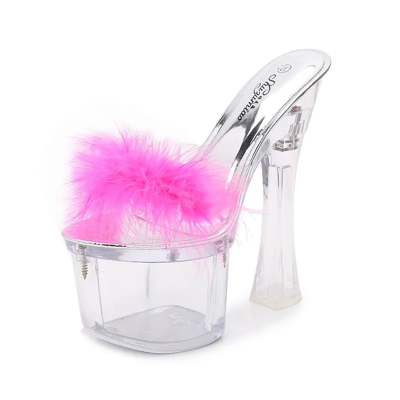 Non-slip Platform Sexy All-Match Super High Heel Sandals - Pink