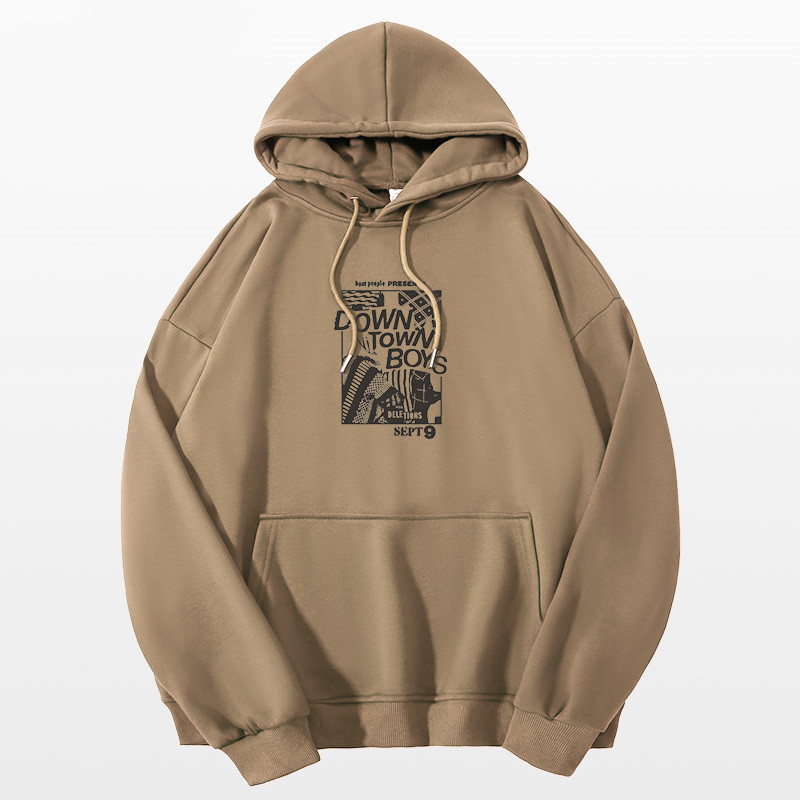 White Hooded Sweater Men Plus Velvet Padded Top