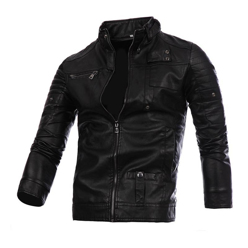 Title 6, Chaqueta de cuero para hombre con múltiples cre...