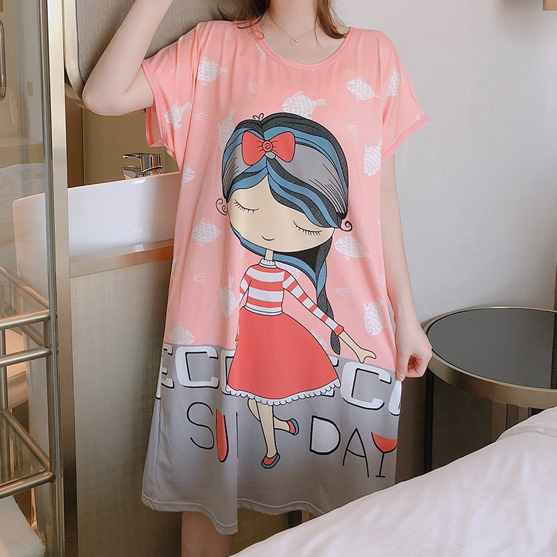 Title 10, Short-Sleeved Thin Modal Cotton Nightdress