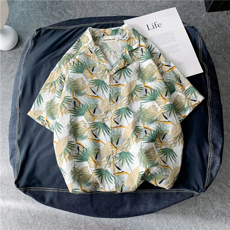 Trendy Short-Sleeved Handsome and Handsome Flower Shirt