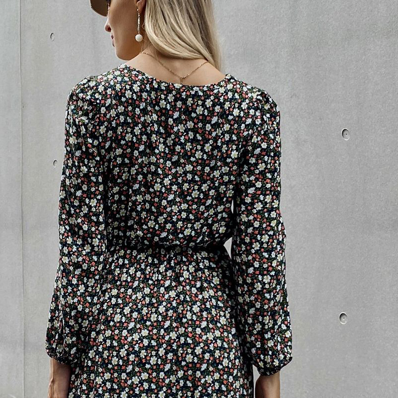 Fashion Hedging Print Temperament Waist Dress