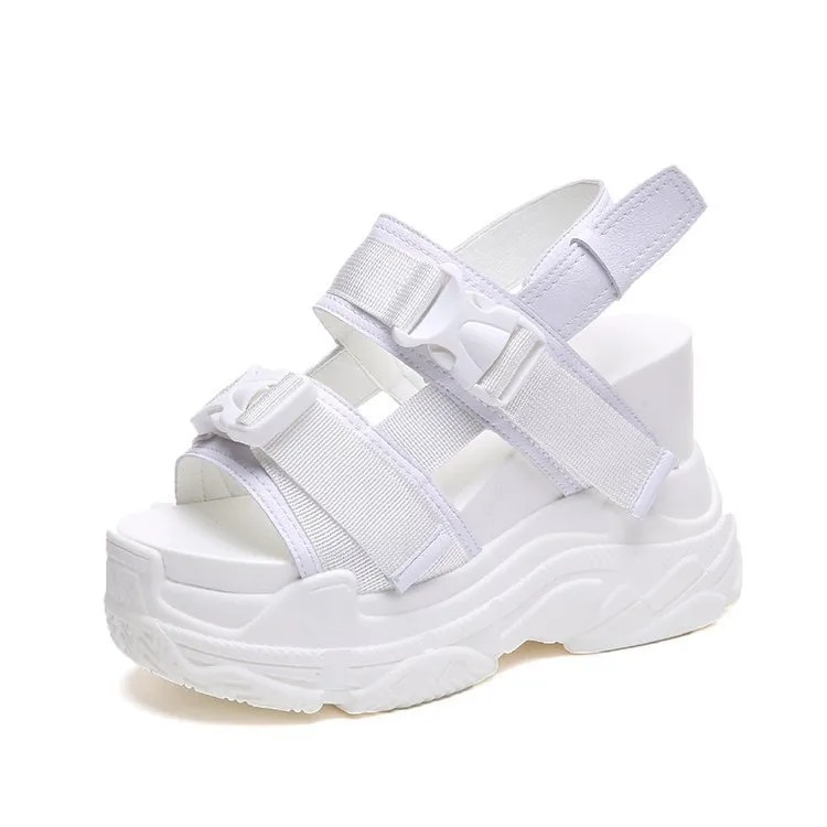 Super High Heel Wedge Platform Platform Sports Shoes - White