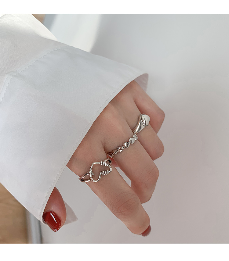 Morivovog 925 sterling silver shiny heart-shaped ring women's retro Japanese Korean simple ring fashion Bijoux Bague Bijoux