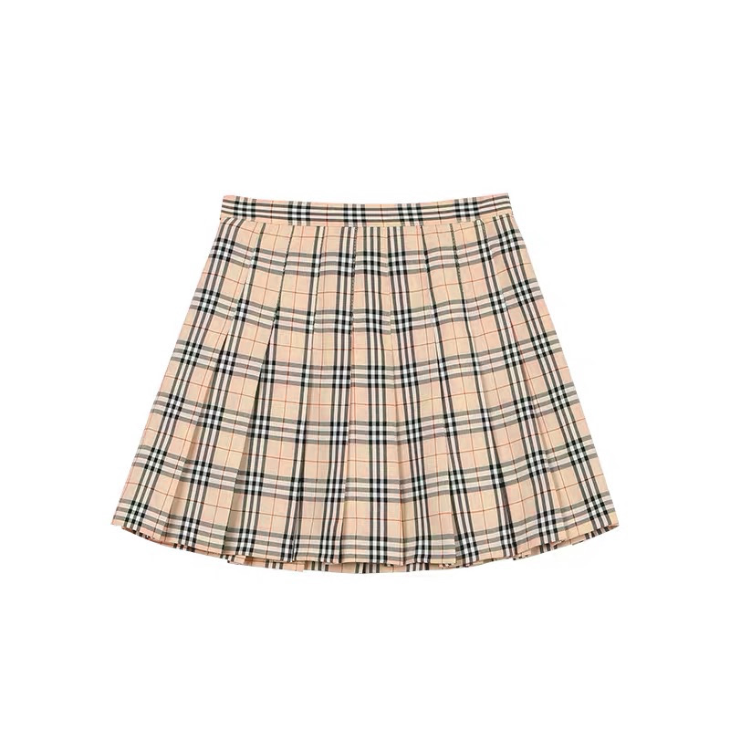 Title 1, Retro Khaki Plaid Pleated Skirt a vintage class...