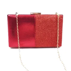 Women's Clutch Bag Shoulder Bag Sequin Stitching Banquet Dress Evening Bag - Red - View 1