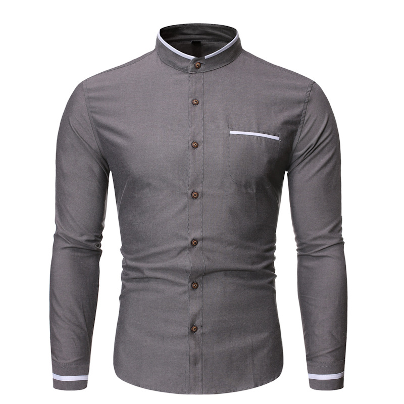 Slim Casual Solid Color Business Casual Shirt Men