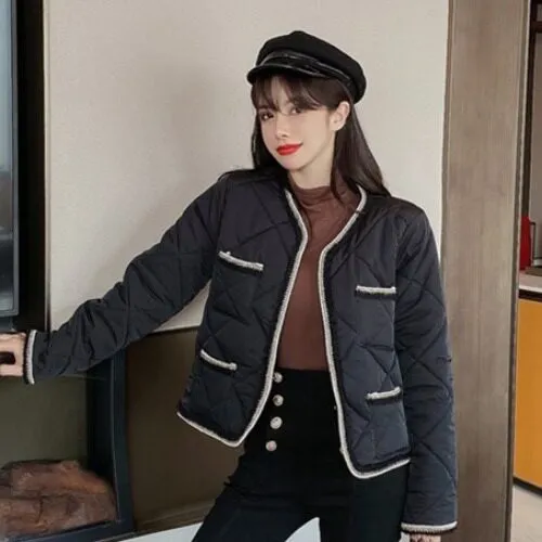 Long Sleeved Cotton Jacket Temperament Fashion All Match Short Jacket Black - Shop at LoveMi
