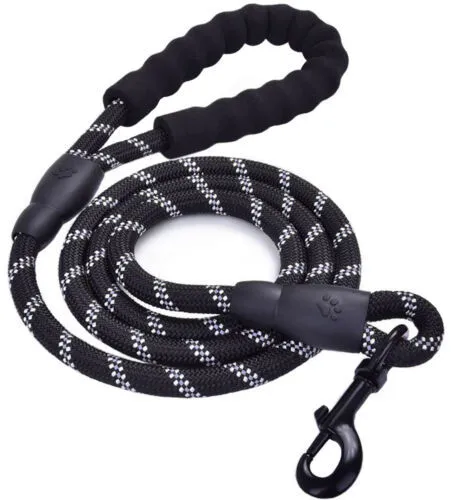 Reflective Nylon Braided Traction Rope Dog Explosion Proof Rushing Dog Walking Rope Black - Shop at LoveMi