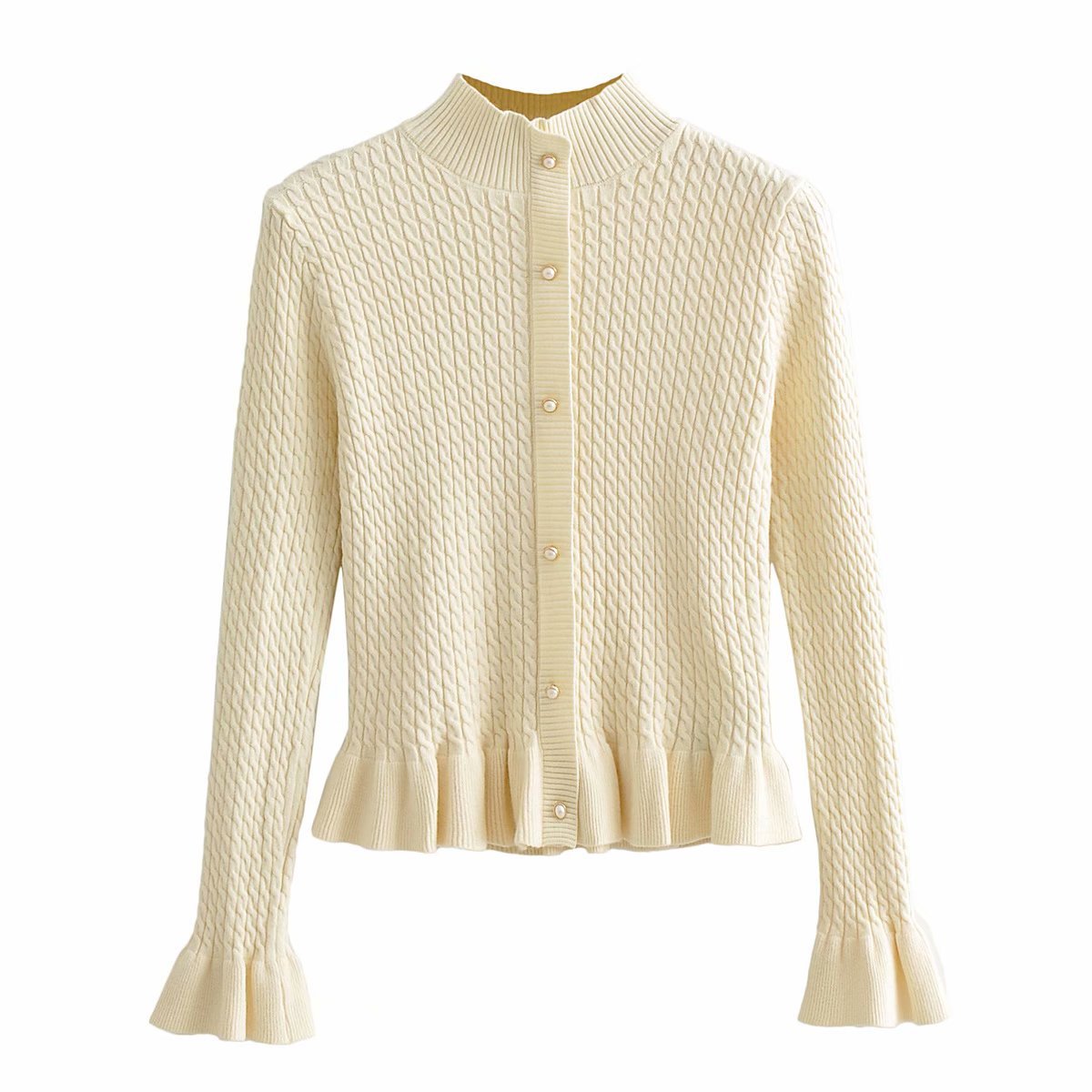 Short Style Small Twist Knit Cardigan Sweater Lady