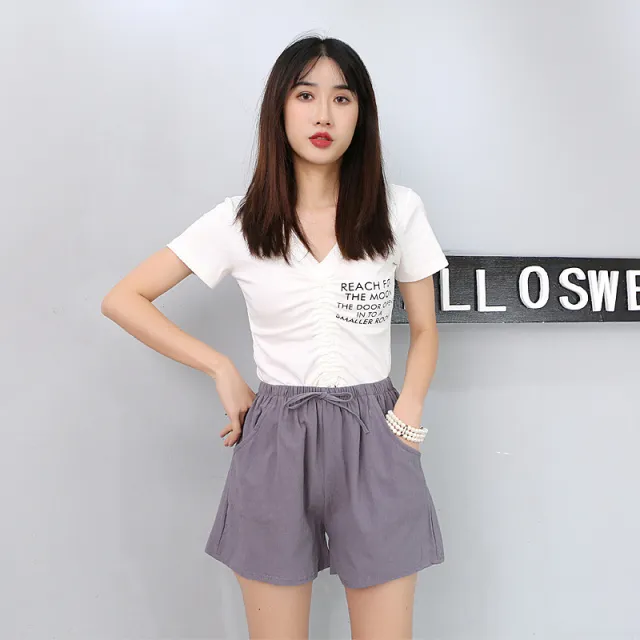 High Waist Three Quarter Pants, Large Size Thin Section, Foreign Trade Casual Wide Leg Shorts Grey - Shop at LoveMi
