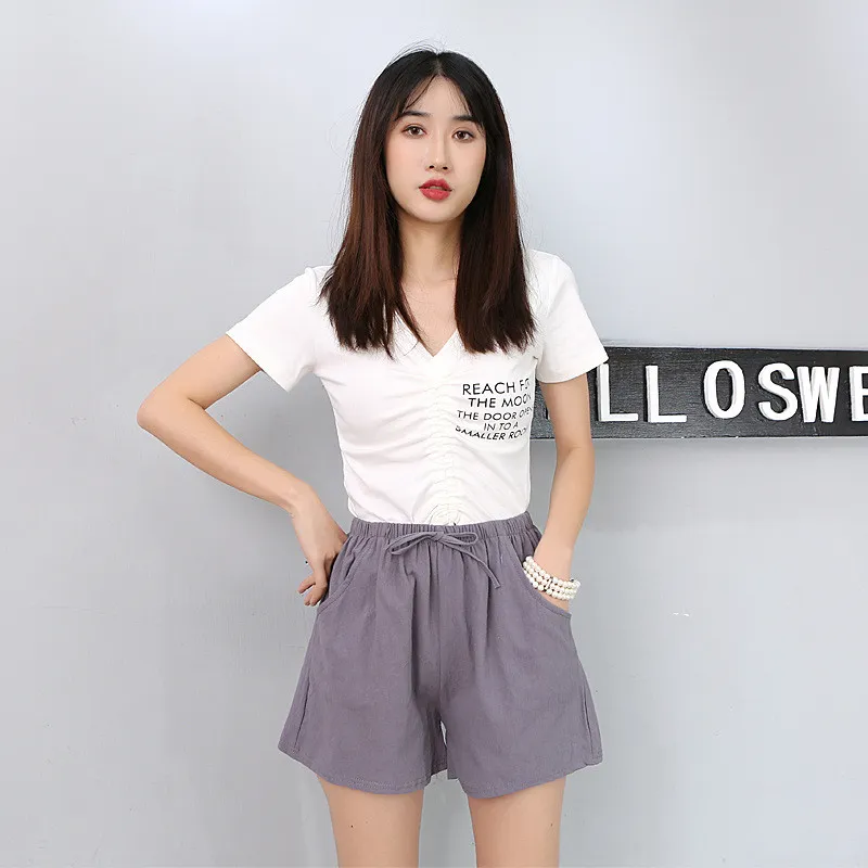 High Waist Three Quarter Pants, Large Size Thin Section, Foreign Trade Casual Wide Leg Shorts - Grey