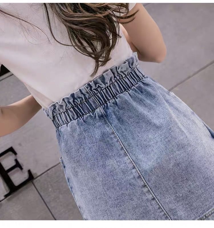 High Waist Elasticated Hip Denim Skirt