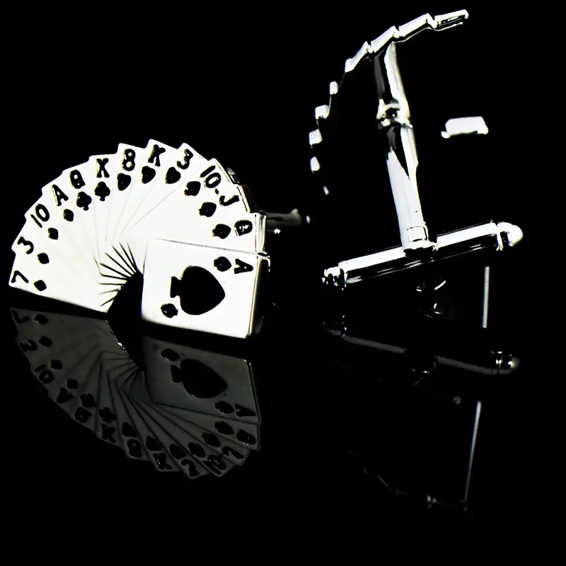 Fun Fan-Shaped Playing Cards k Cufflinks Cuff Nails Men's French Buttons