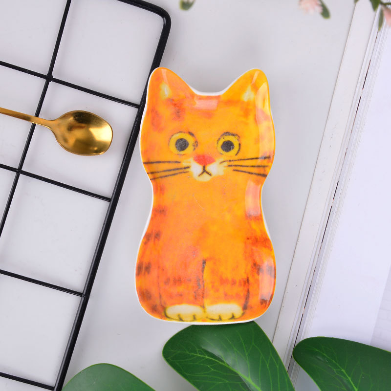 Japanese Style Ceramic Dish Cute Cartoon Kitten Seasoning Dish