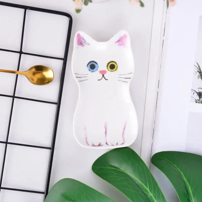 Japanese Style Ceramic Dish Cute Cartoon Kitten Seasoning Dish