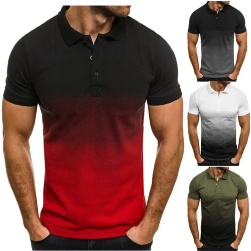 Slim-fit Gradient Print Short-sleeved Lapel Shirt Men's POLO