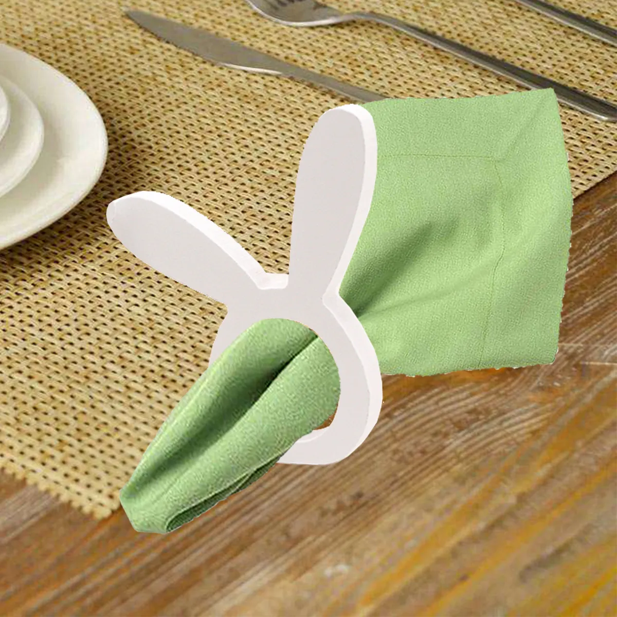 Easter Bunny Napkin Ring Holders Easter Table Decoration for Home Wooden Rabbit Ear Tissue Ring Happy Easter Party Supply – image 7