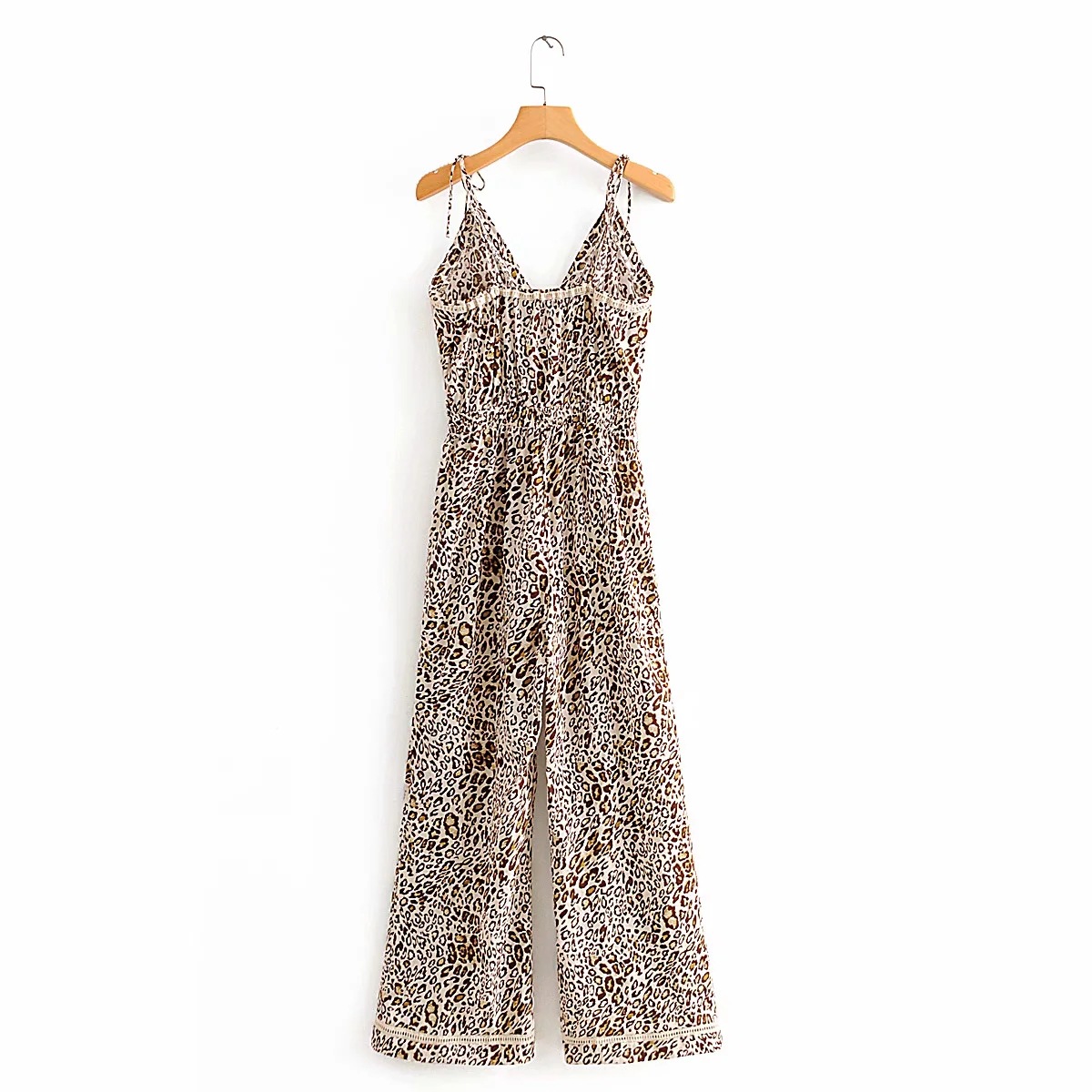 V-Neck Waist Wide-Leg Jumpsuit With Suspenders