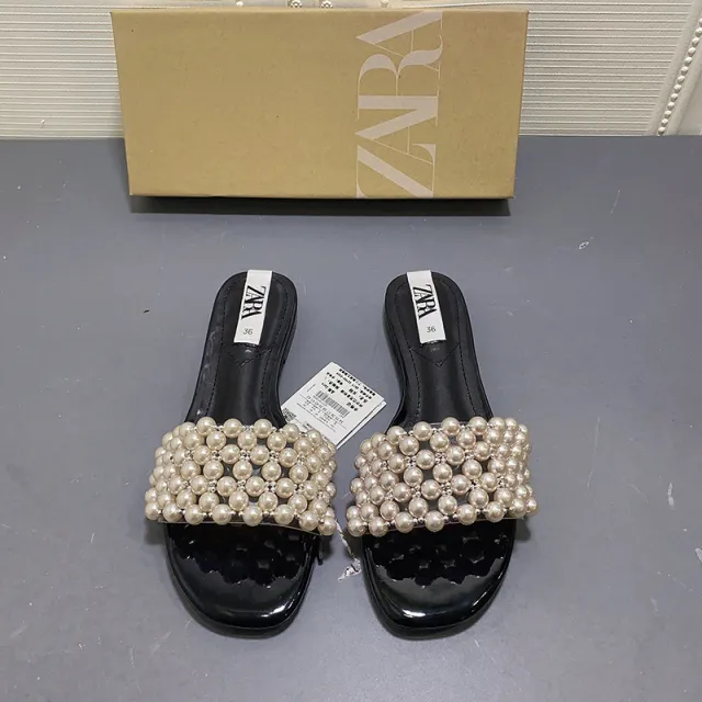New Open Toed Outer Wear Flat Shoes Slippers Black - Shop at LoveMi