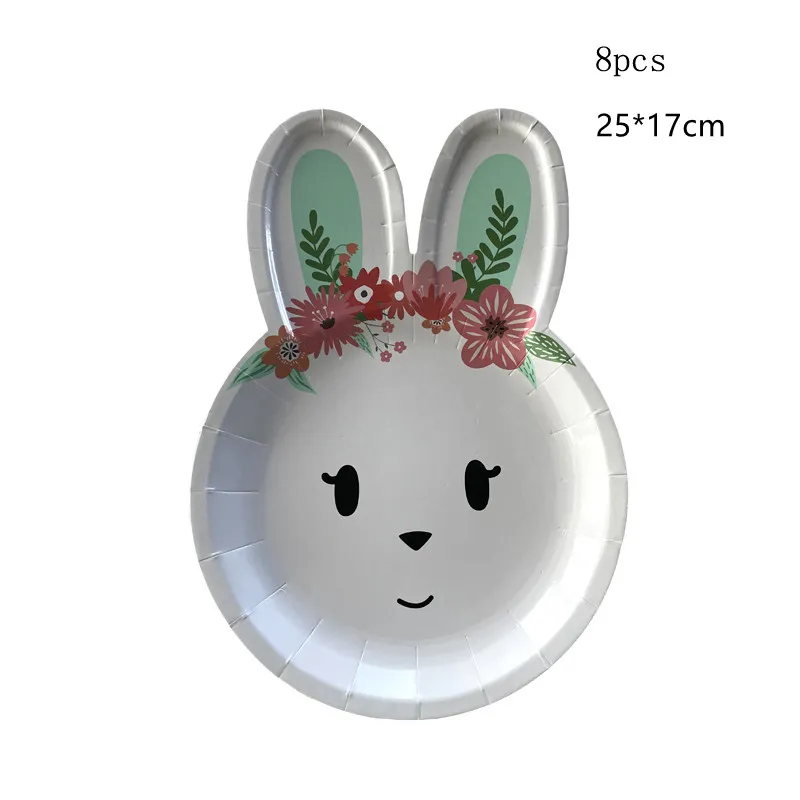 Easter Rabbit Paper Plate Eggs Bunny Paper Cup Plates Happy Easter Party Supplies Easter Gift – image 2